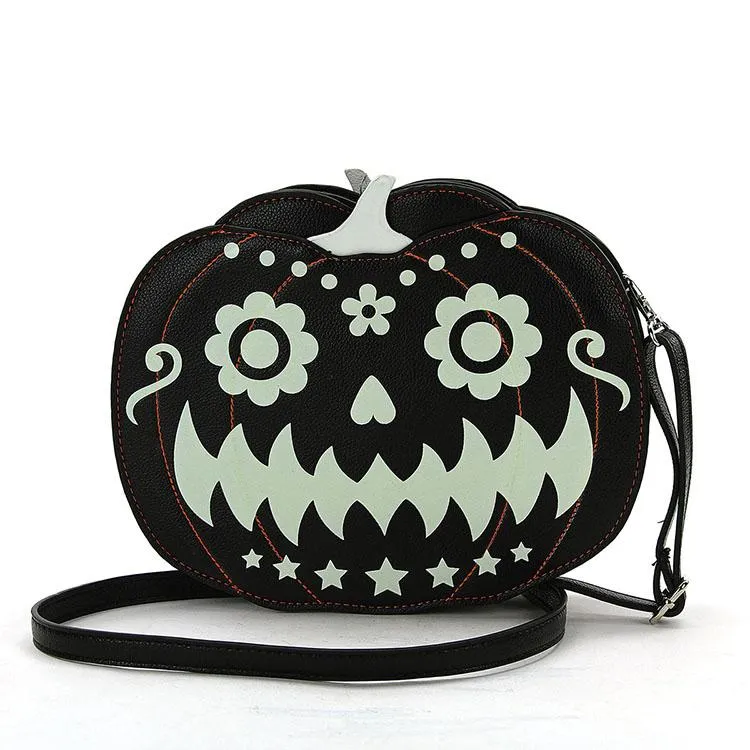 Glow In The Dark Jack O Lantern Pumpkin Crossbody Bag