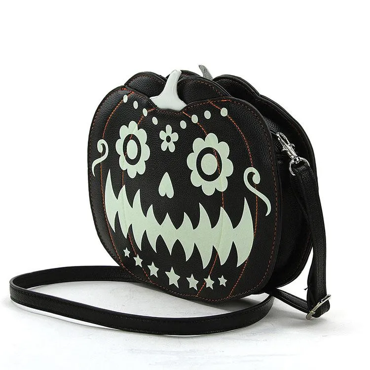 Glow In The Dark Jack O Lantern Pumpkin Crossbody Bag