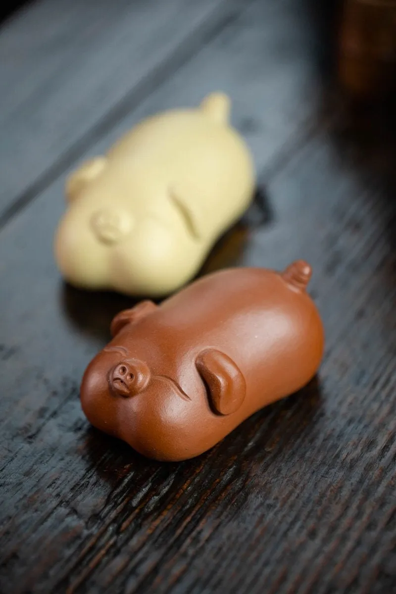 Gohobi Handmade pig ornaments Tea pets ceramic YiXing clay  Chinese Gongfu tea Kung fu tea Japanese Chado unique ornaments