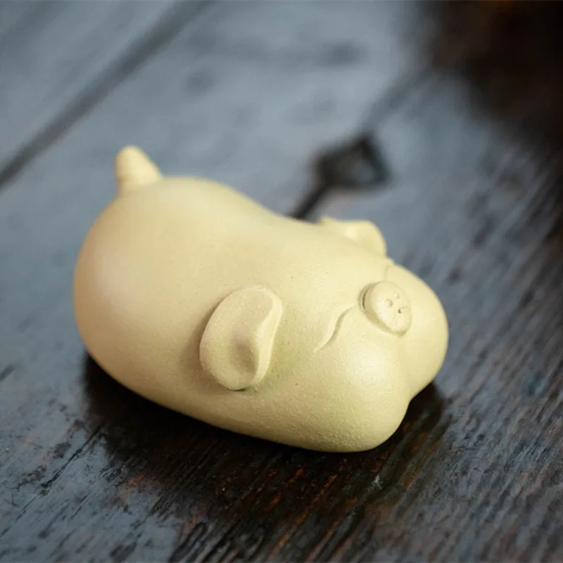 Gohobi Handmade pig ornaments Tea pets ceramic YiXing clay  Chinese Gongfu tea Kung fu tea Japanese Chado unique ornaments