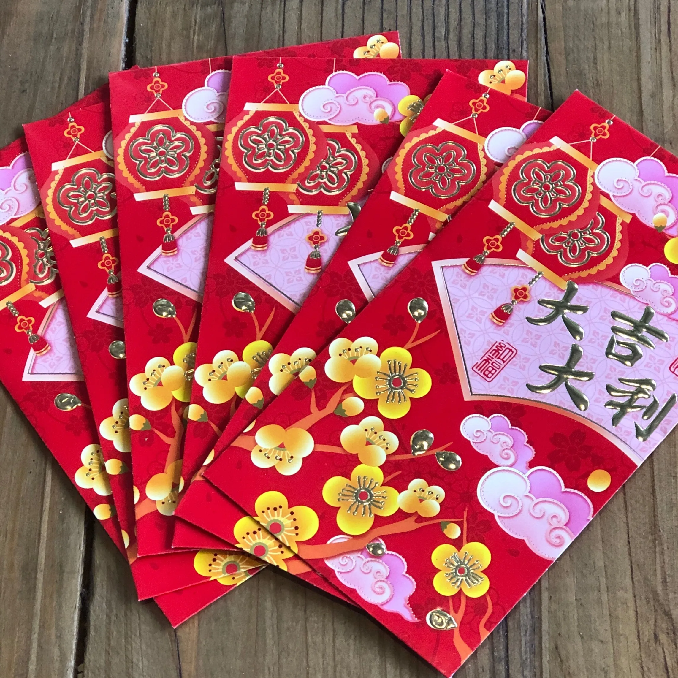 Golden Blossoms - Red Money Envelopes (6 pack)