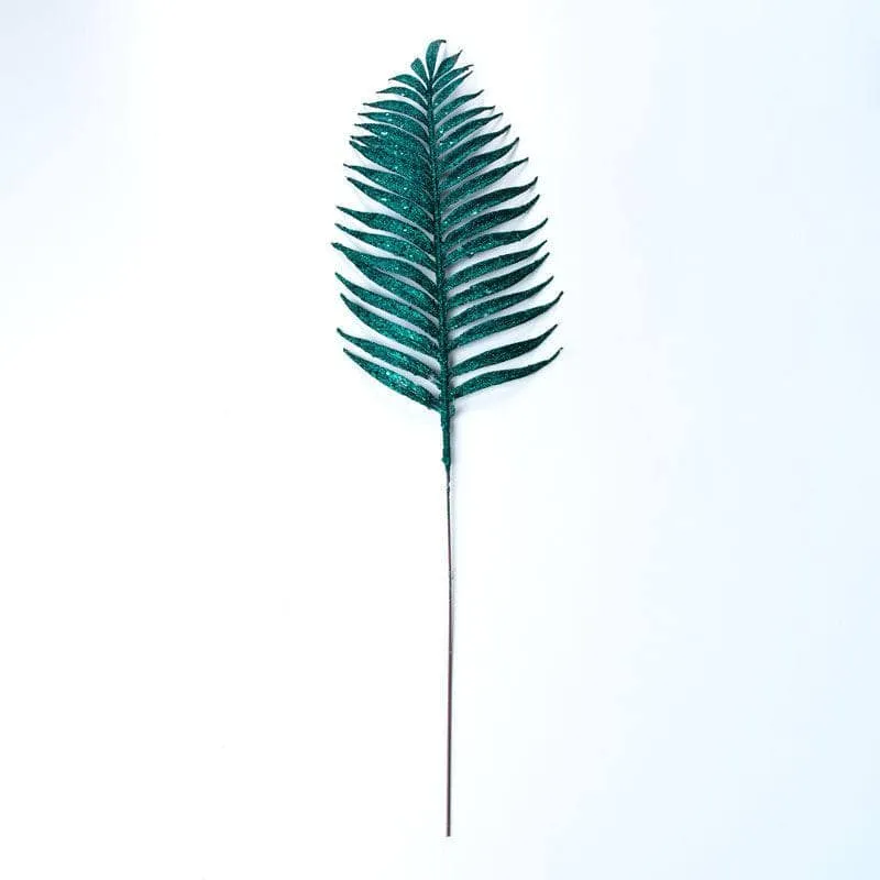 Green Sequin and Glitter Artificial Fern Branch Decoration - 76cm