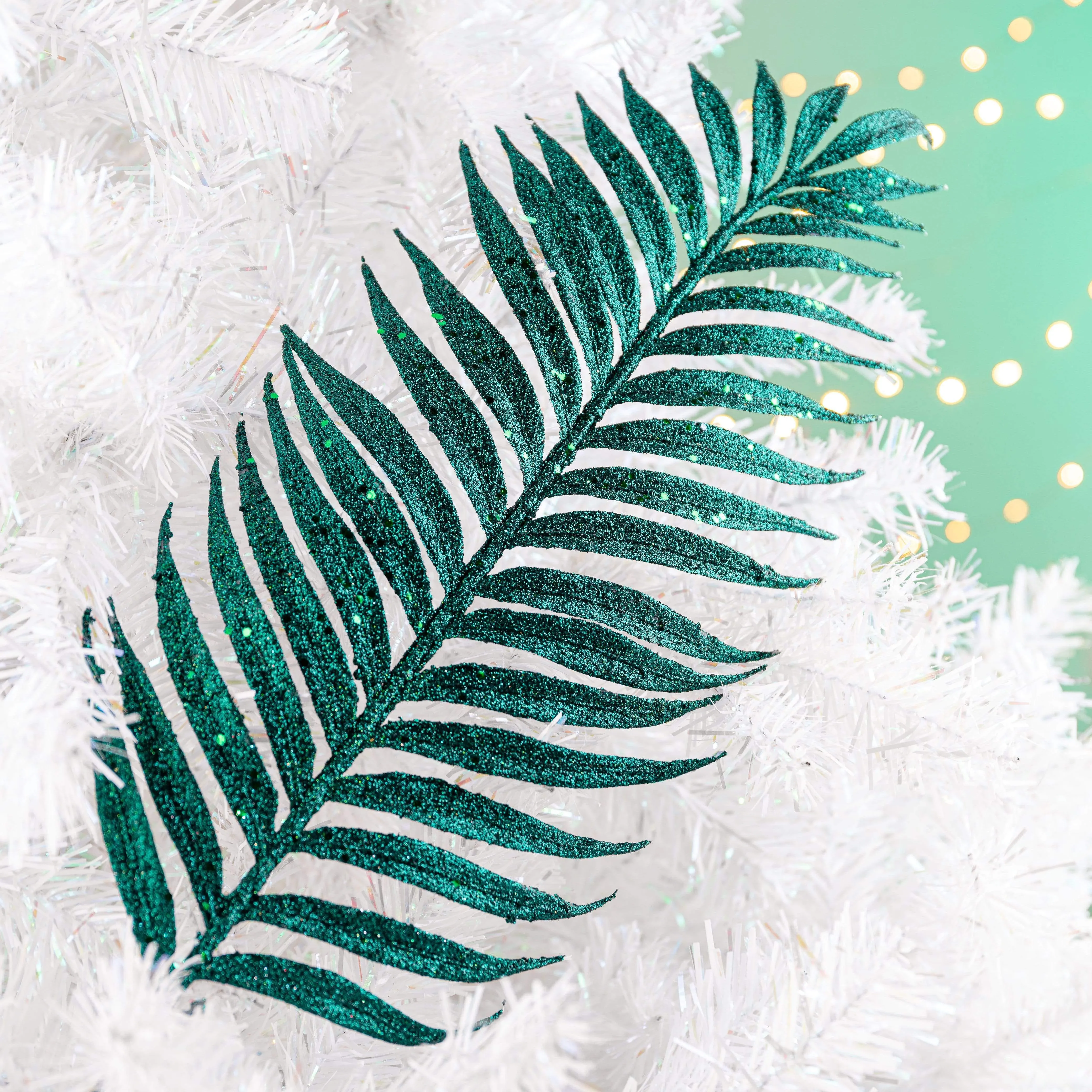 Green Sequin and Glitter Artificial Fern Branch Decoration - 76cm