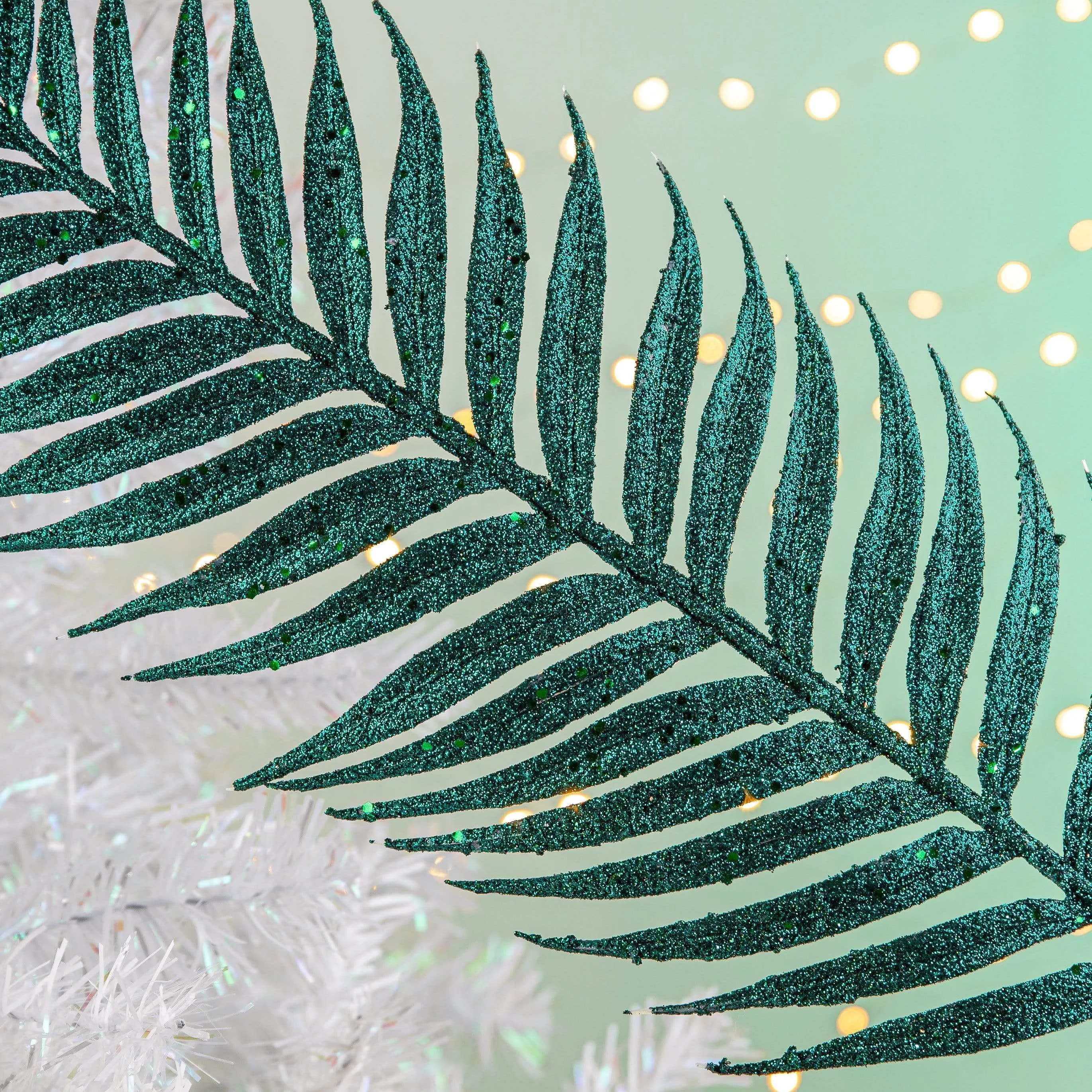 Green Sequin and Glitter Artificial Fern Branch Decoration - 76cm