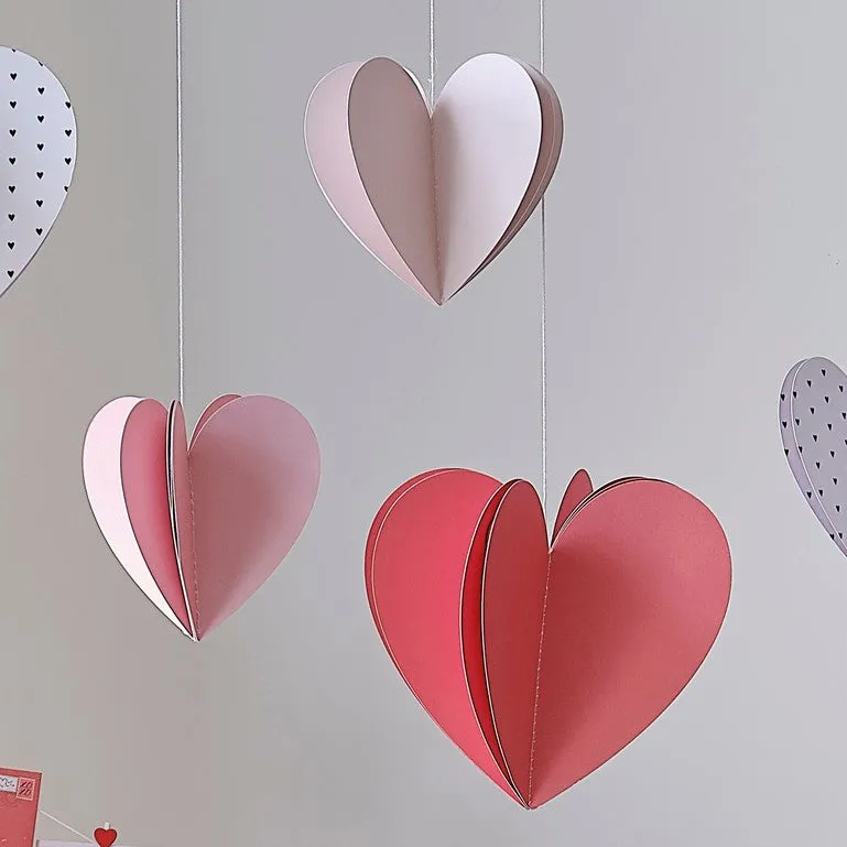 Hanging Paper Heart Decorations - Set of 5