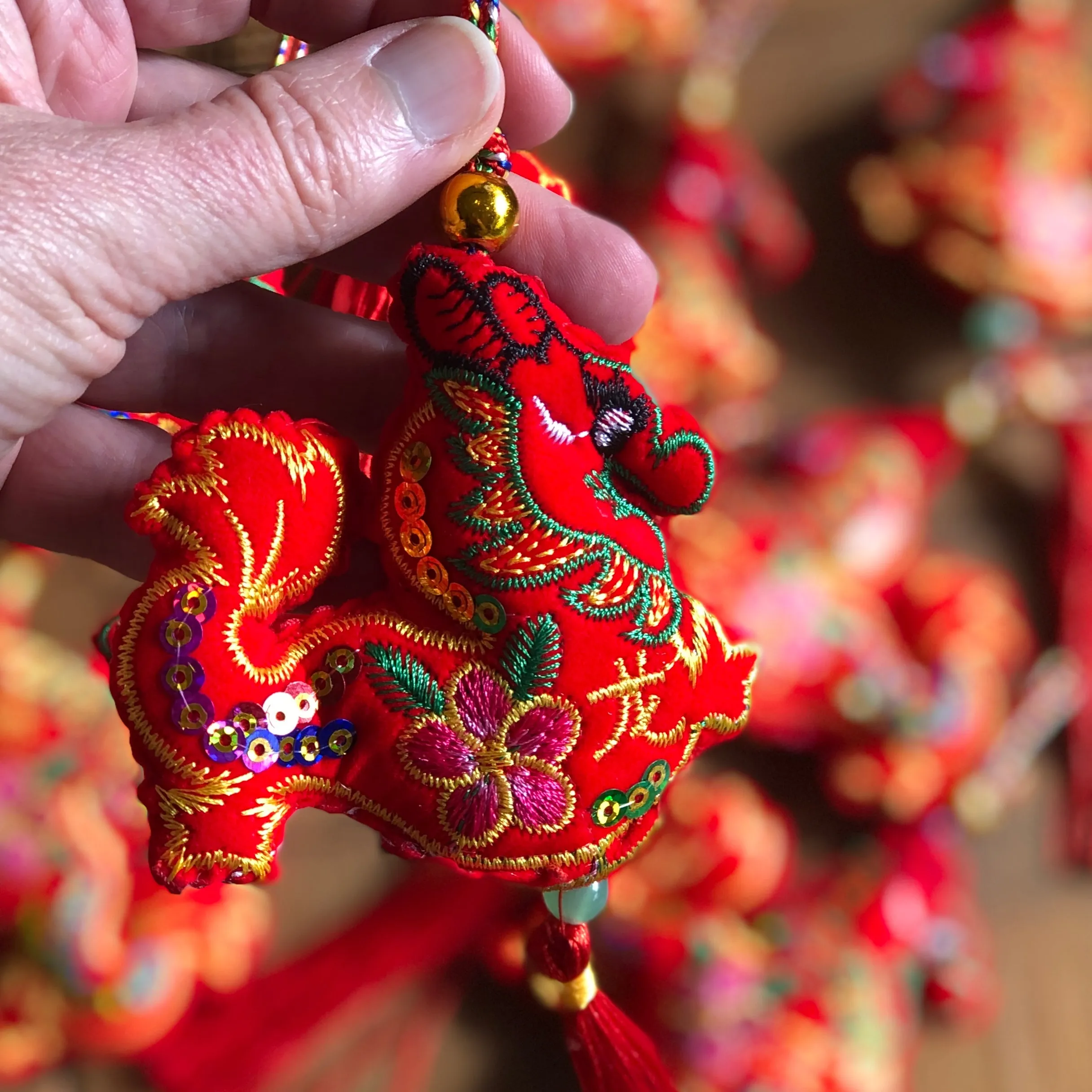 Hanging red Chinese dragon decoration