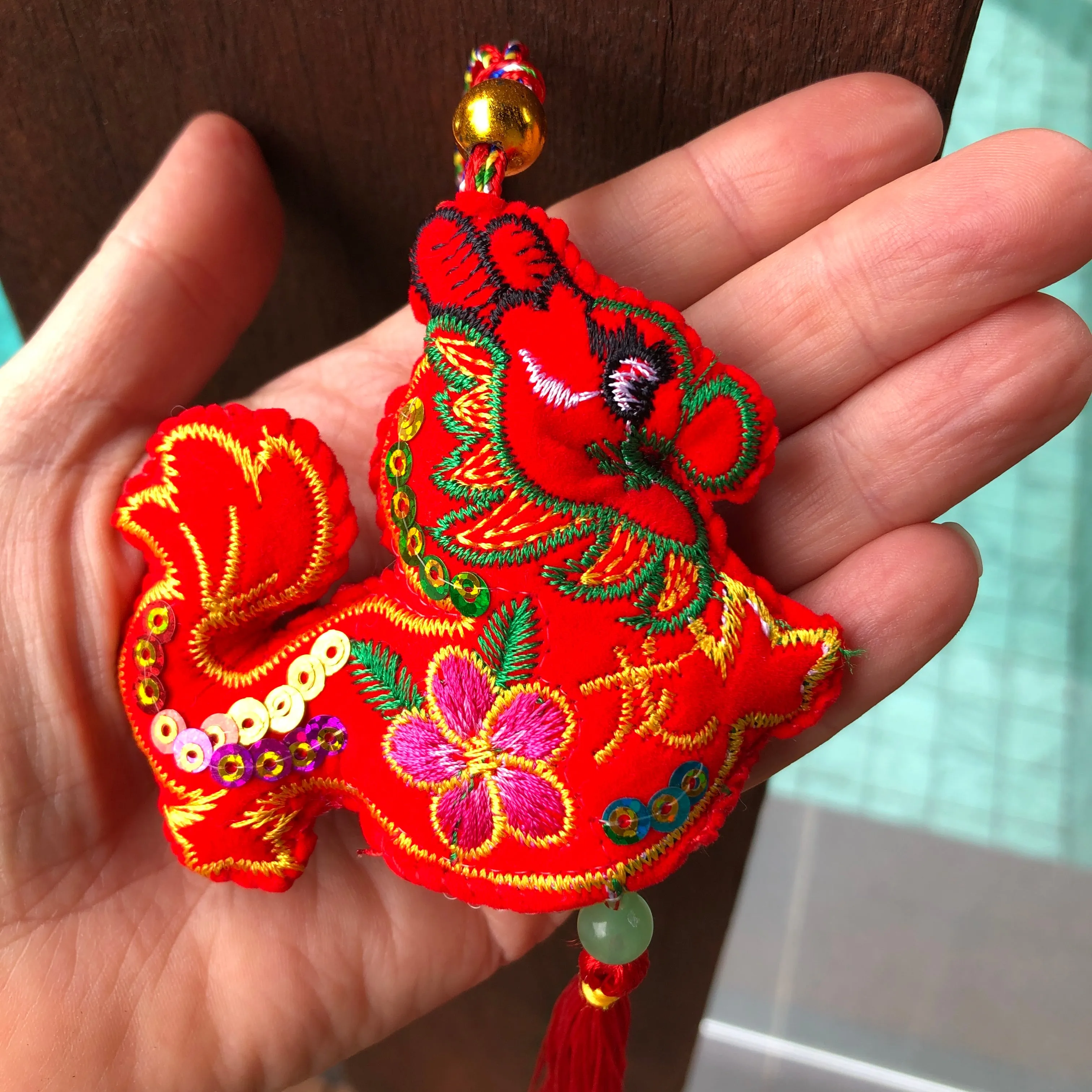 Hanging red Chinese dragon decoration