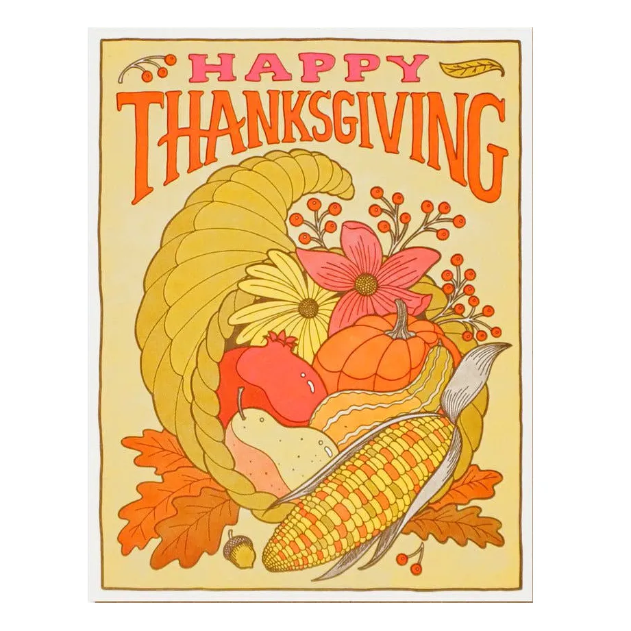 Happy Thanksgiving Cornucopia Card by Lucky Horse Press