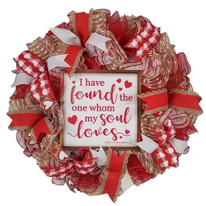 I Have Found the One Whom My Soul Loves Valentines Wreath - Valentine's Day Decor - Red White Jute Door Decorations