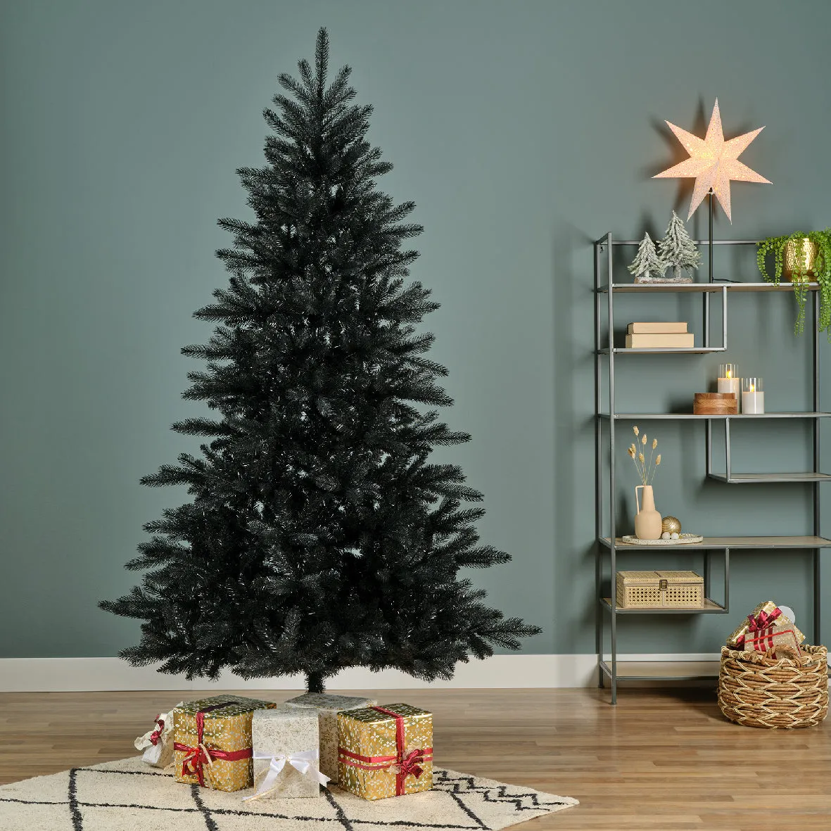 7ft Premium Black Artificial Christmas Tree - Kaemingk Berlin Deluxe Edition