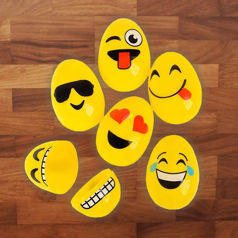 Kicko Emoticon Surprise Eggs - Pack of 48-2.5 Inch Plastic Egg Emoji for Easter Basket