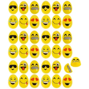 Kicko Emoticon Surprise Eggs - Pack of 48-2.5 Inch Plastic Egg Emoji for Easter Basket