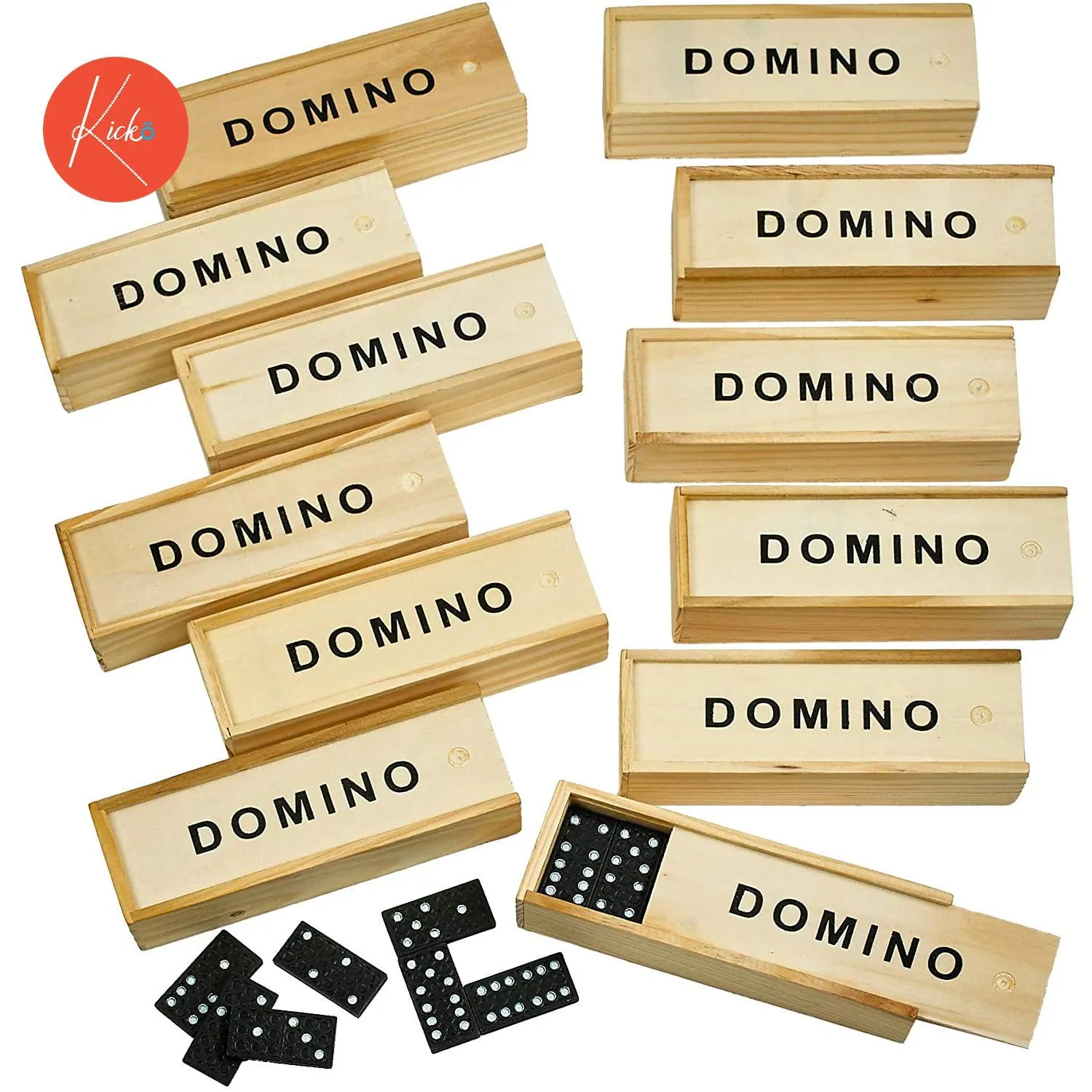 Kicko Wooden Dominoes Sets - 24 Packs Miniature Classic Game Tiles - 1.5 x 0.75 Inch Block