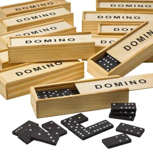 Kicko Wooden Dominoes Sets - 24 Packs Miniature Classic Game Tiles - 1.5 x 0.75 Inch Block