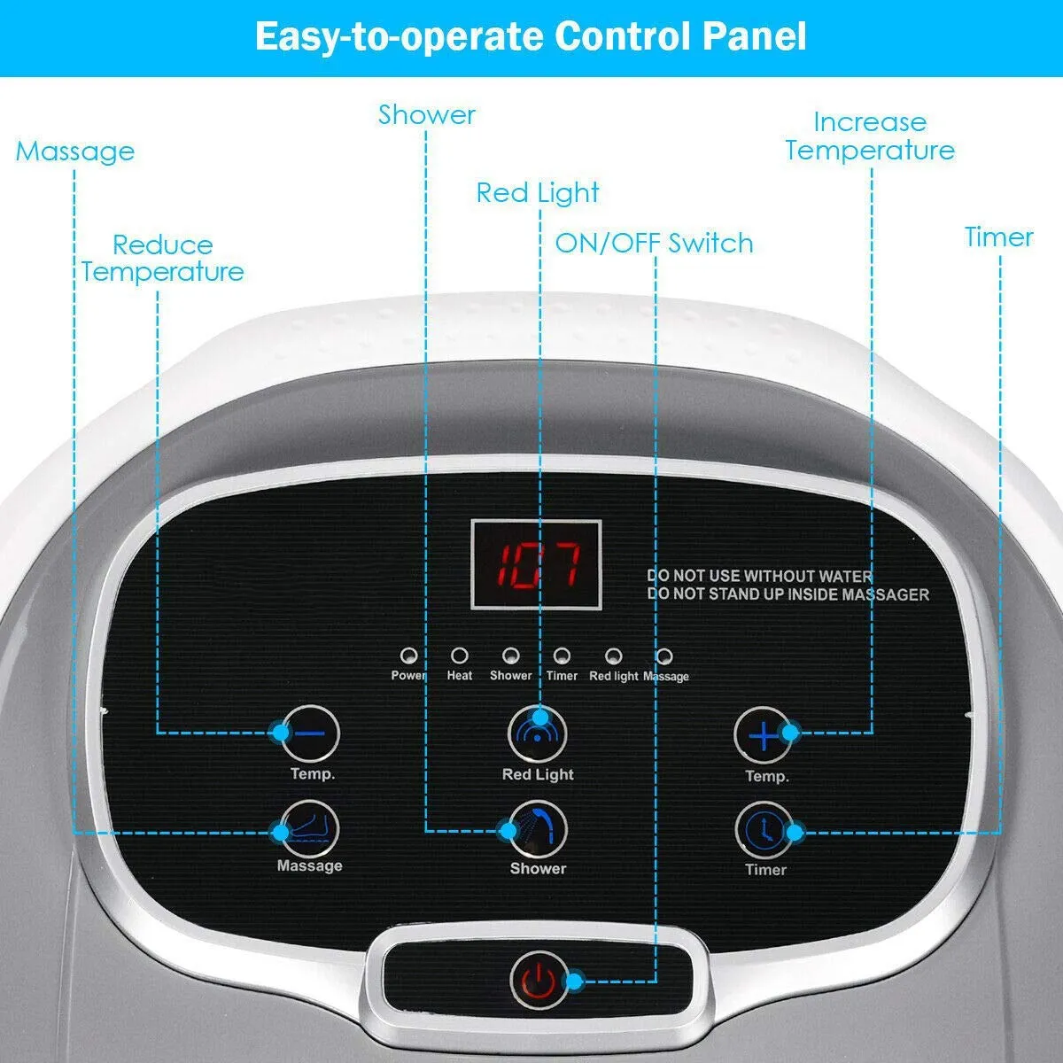 KOMFOTT Foot Spa Bath Massager w/Heat, Adjustable Water Shower, Motorized Shiatsu Massage Balls, Time & Temper Control