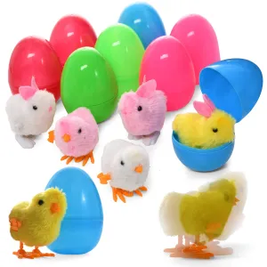 Large Toy Filled Easter Eggs Filled With Wind-Up Rabbits And Chicks - Wind Up