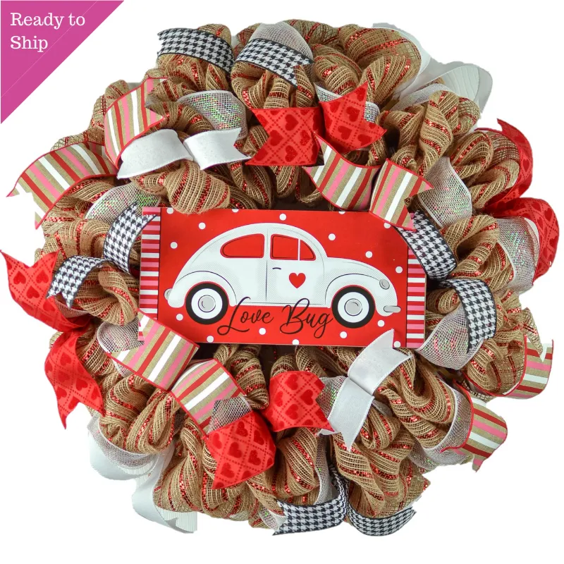 Love Bug Valentine's Wreath - Valentine's Day Decor