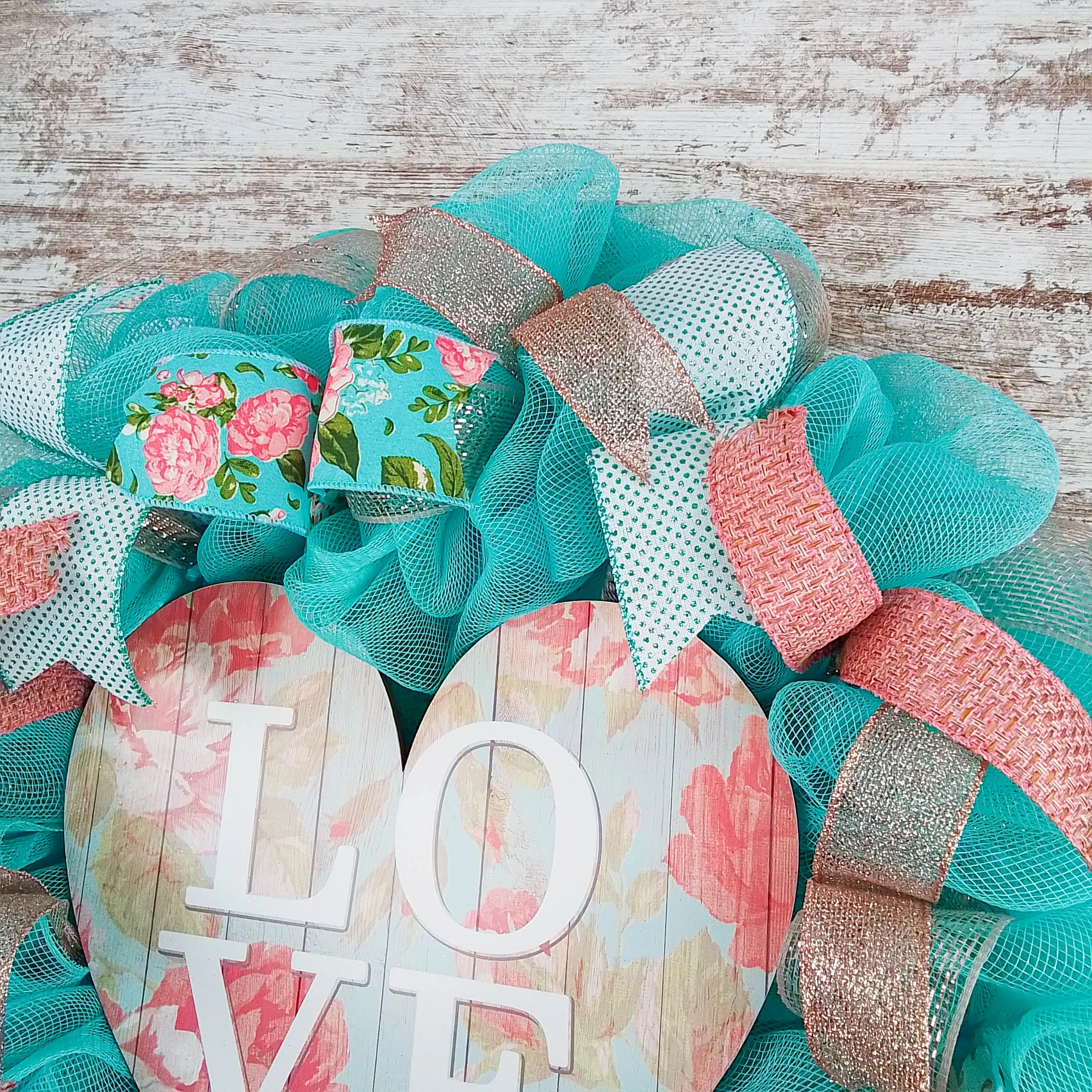 Love Heart Pastel Valentine's Day Wreath - Valentines Rustic Farmhouse Decoration - Floral Decor