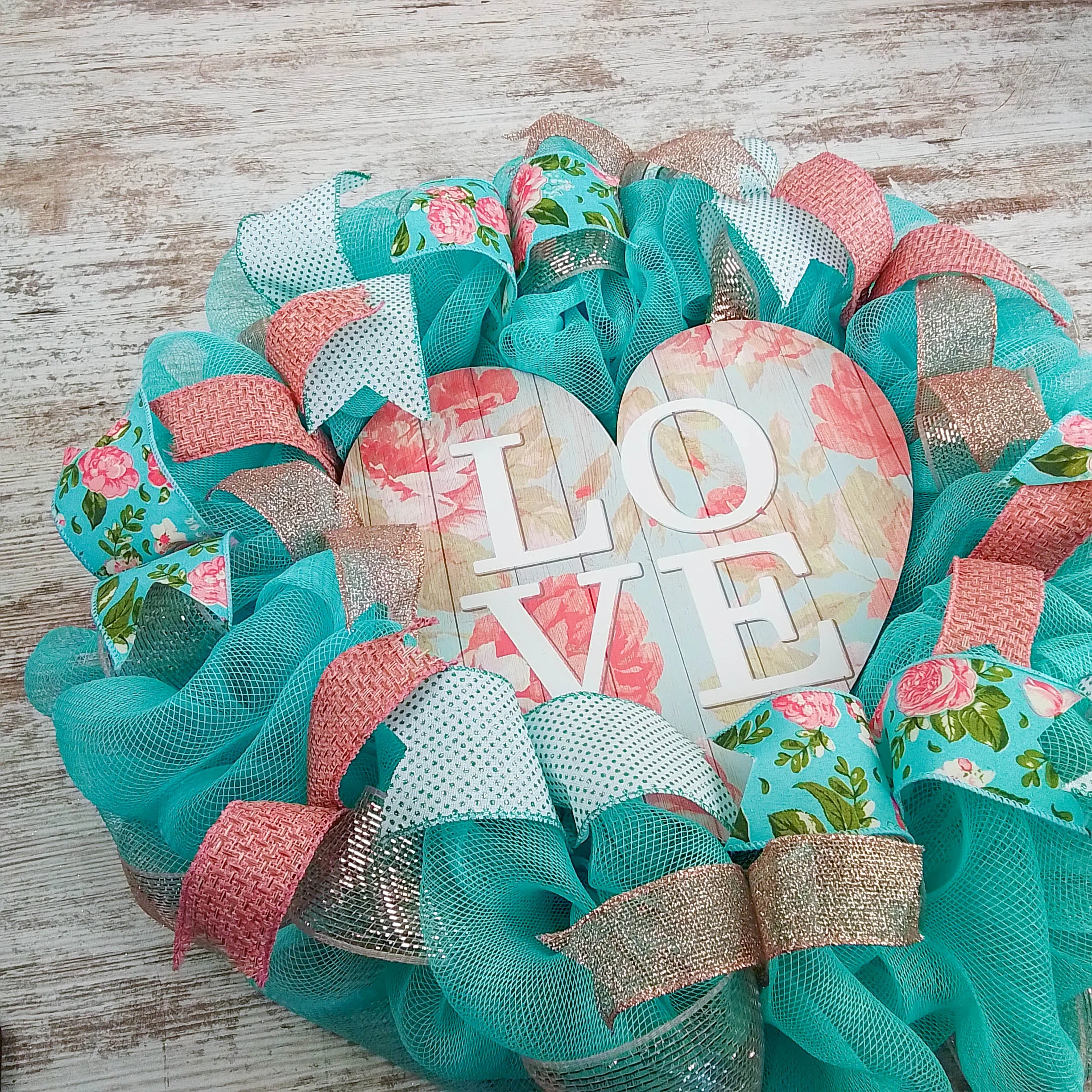 Love Heart Pastel Valentine's Day Wreath - Valentines Rustic Farmhouse Decoration - Floral Decor