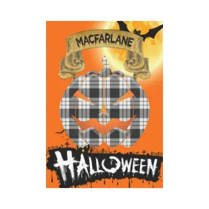 MacFarlane Black - White Tartan Jack O' Lantern Garden Flag / Halloween Home Decor NN6