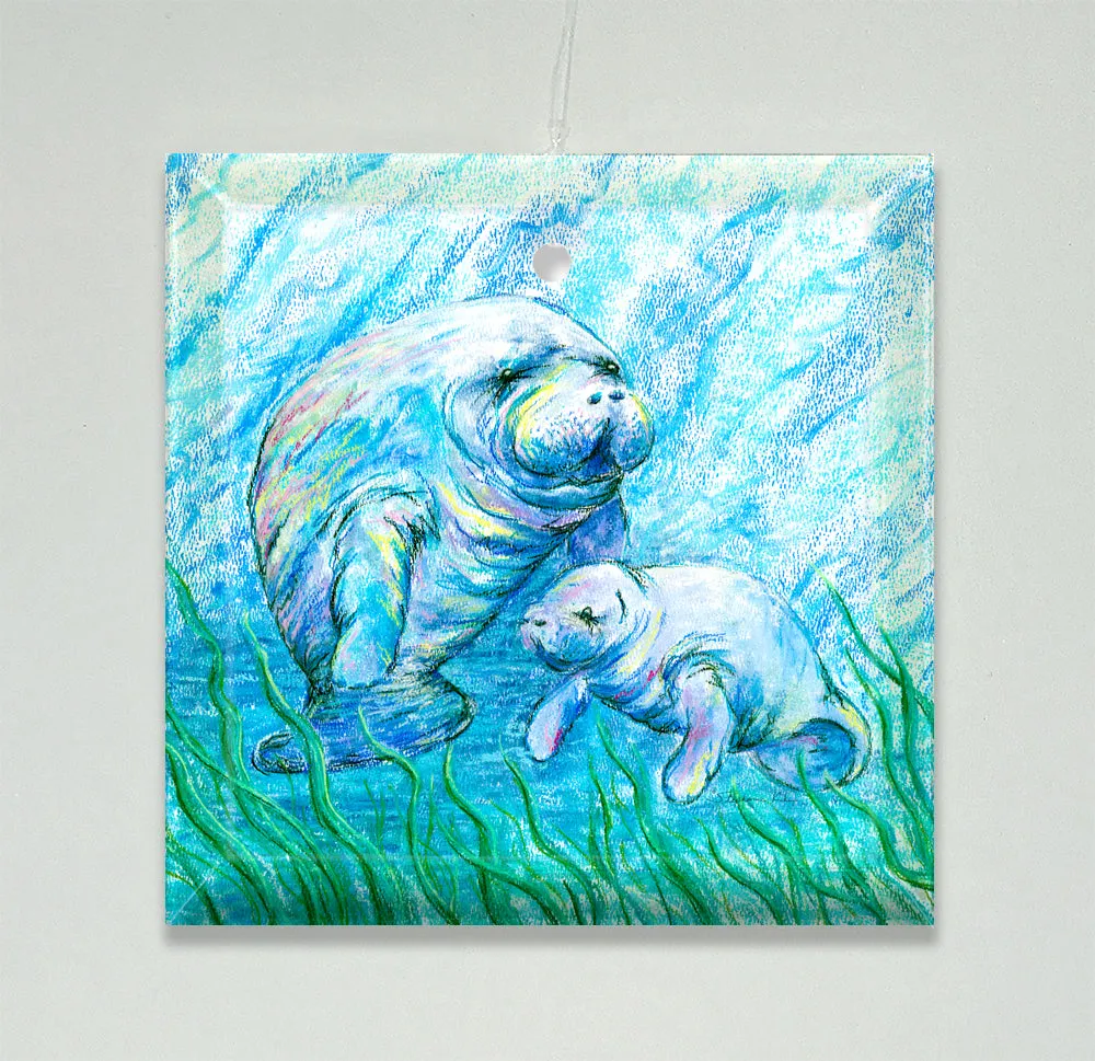 Manatees in Grass Ornament/Suncatcher