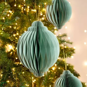 Mint Paper Onion Christmas Tree Decoration - 20cm