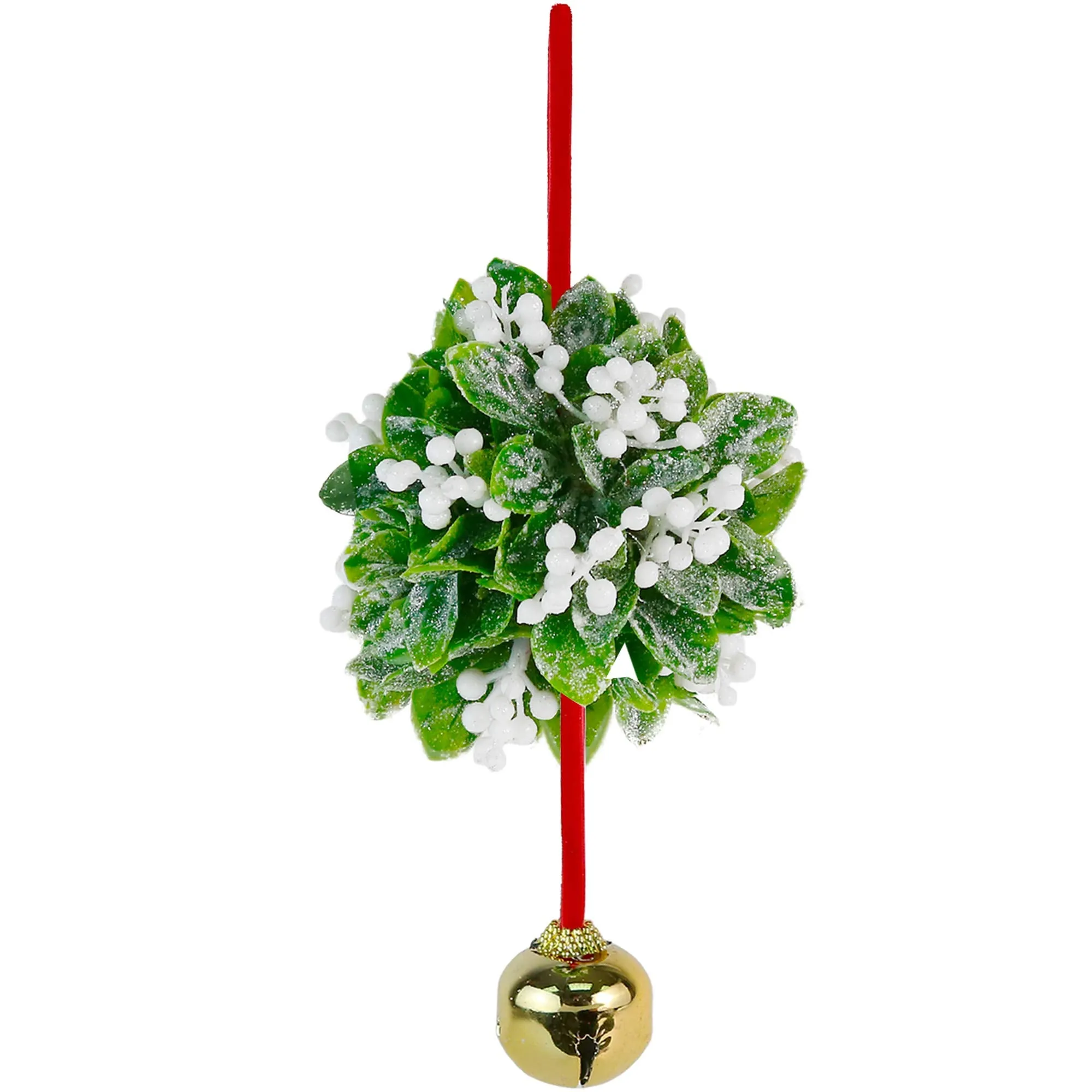 Mistletoe Ball Christmas Ornament - Holiday Mistletoe Bell Hanging Decoration