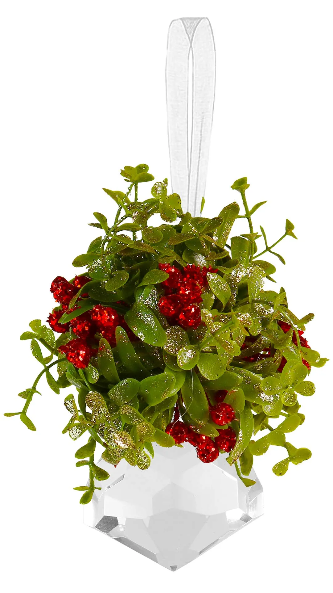 Mistletoe Crystal Hanging Ornament - Christmas Kissing Acrylic Holiday Decoration