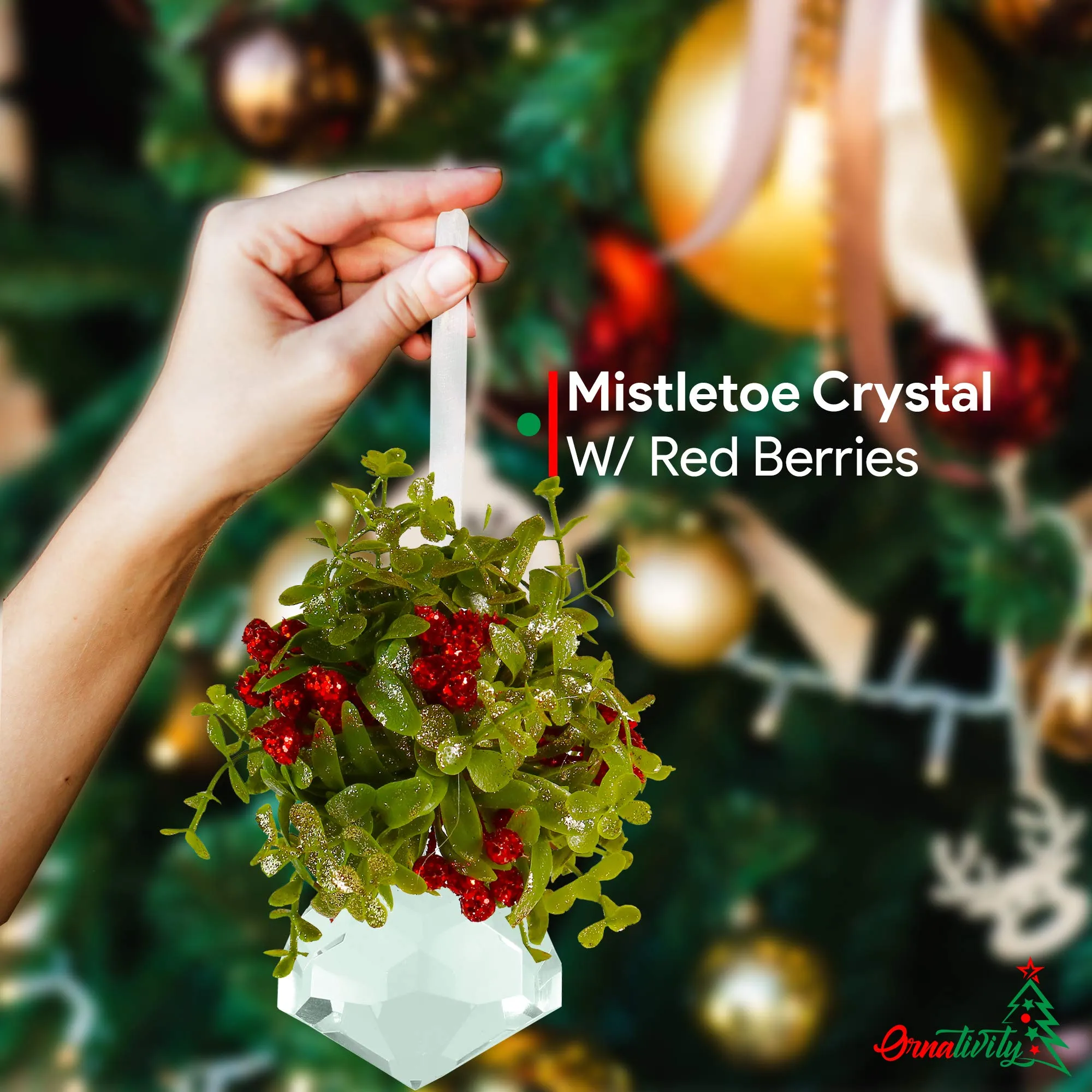 Mistletoe Crystal Hanging Ornament - Christmas Kissing Acrylic Holiday Decoration