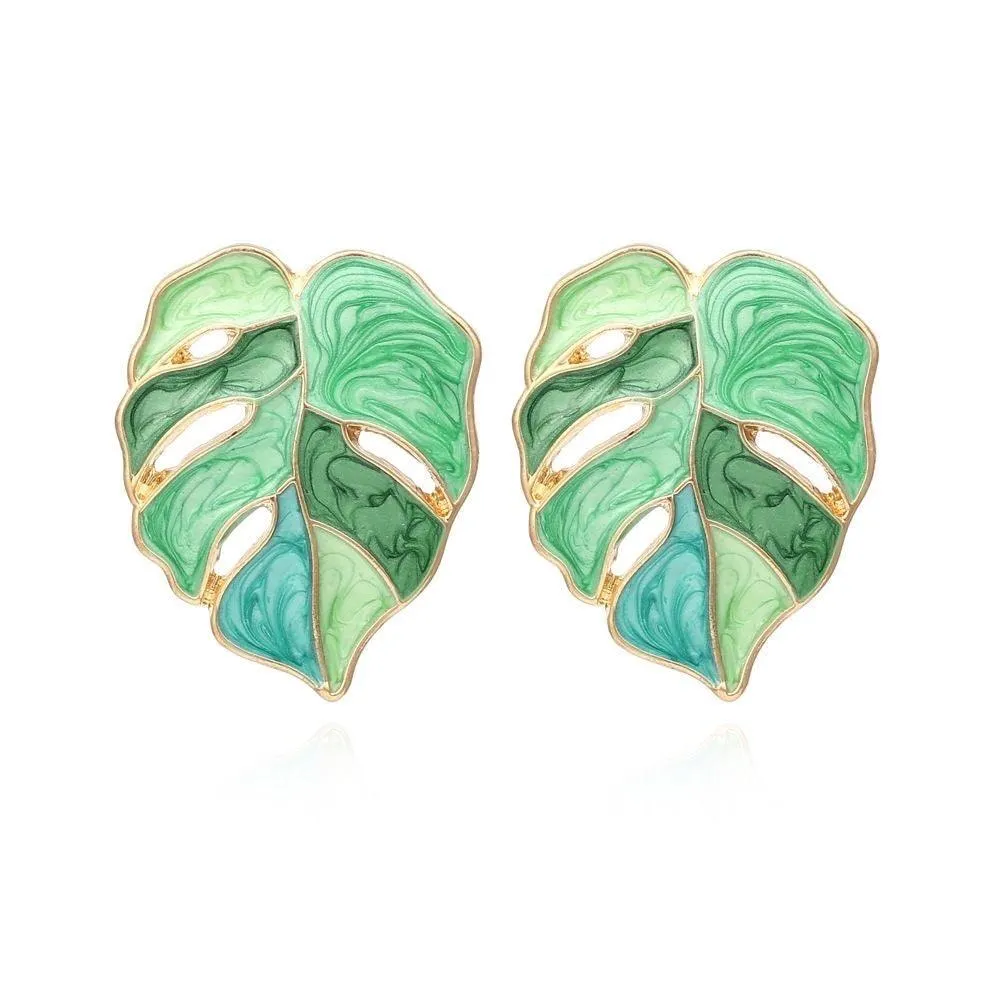 New Plant Aesthetics Monstera Deliciosa Stud Earrings