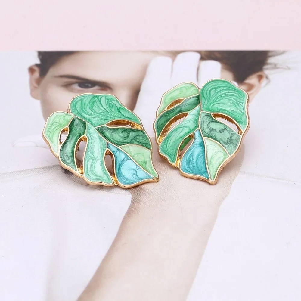 New Plant Aesthetics Monstera Deliciosa Stud Earrings