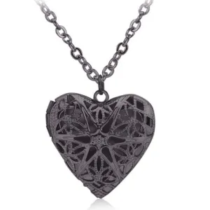 Open Your Heart Black Locket Necklace