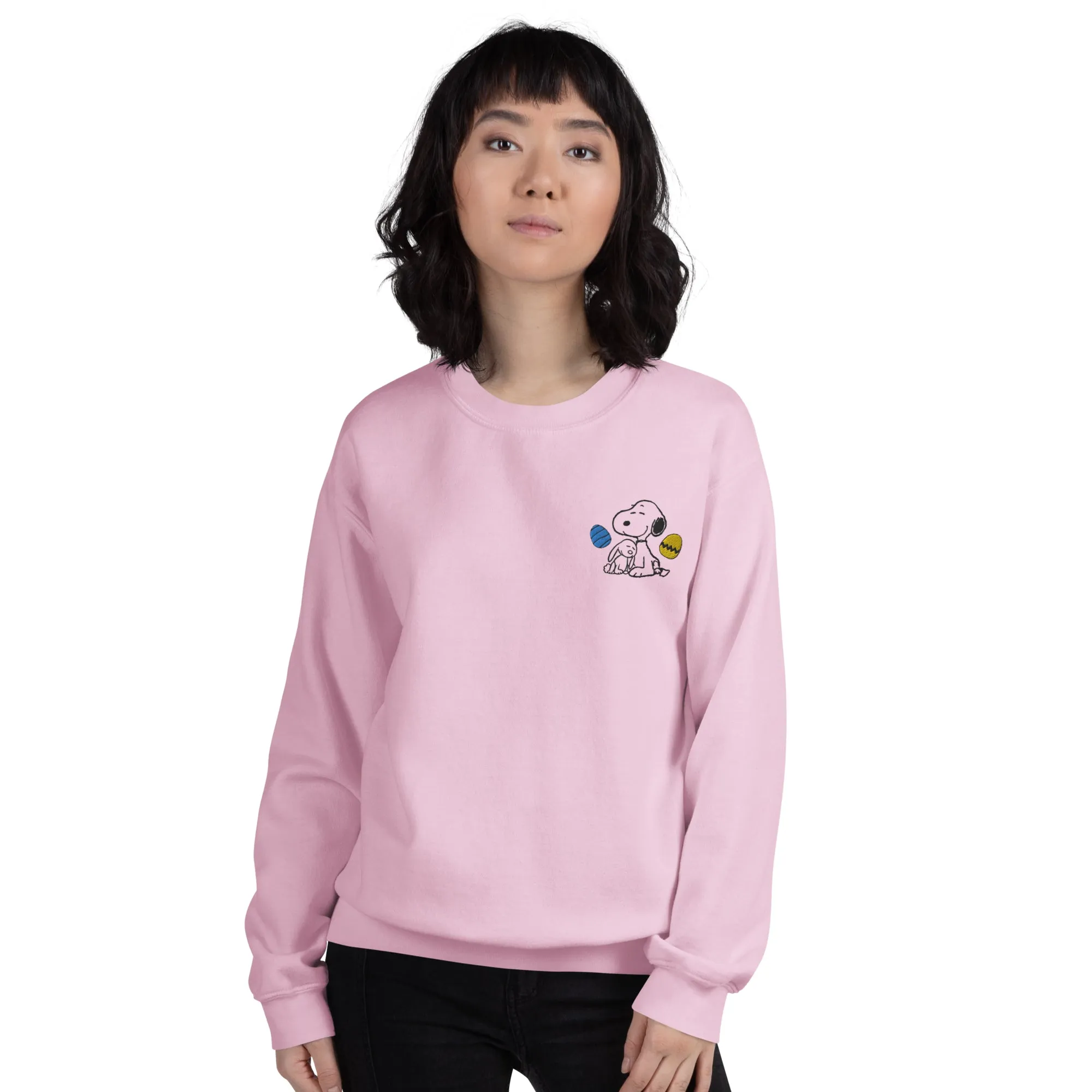 Peanuts Snoopy Easter Eggs Embroiderd Crewneck Sweatshirt