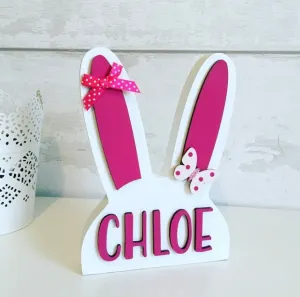 Personalised Easter Bunny Decoration (Pink/White)