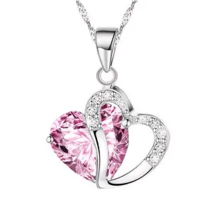 Pink Heart Crystal Necklace