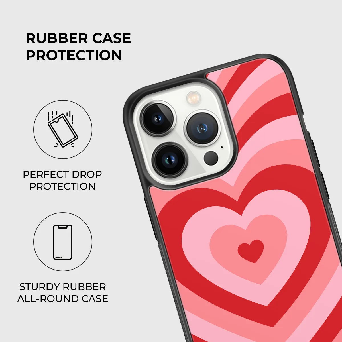 Pink Heart Rubber Phone Case