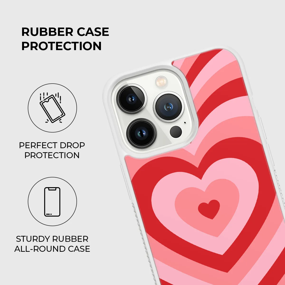 Pink Heart Rubber Phone Case