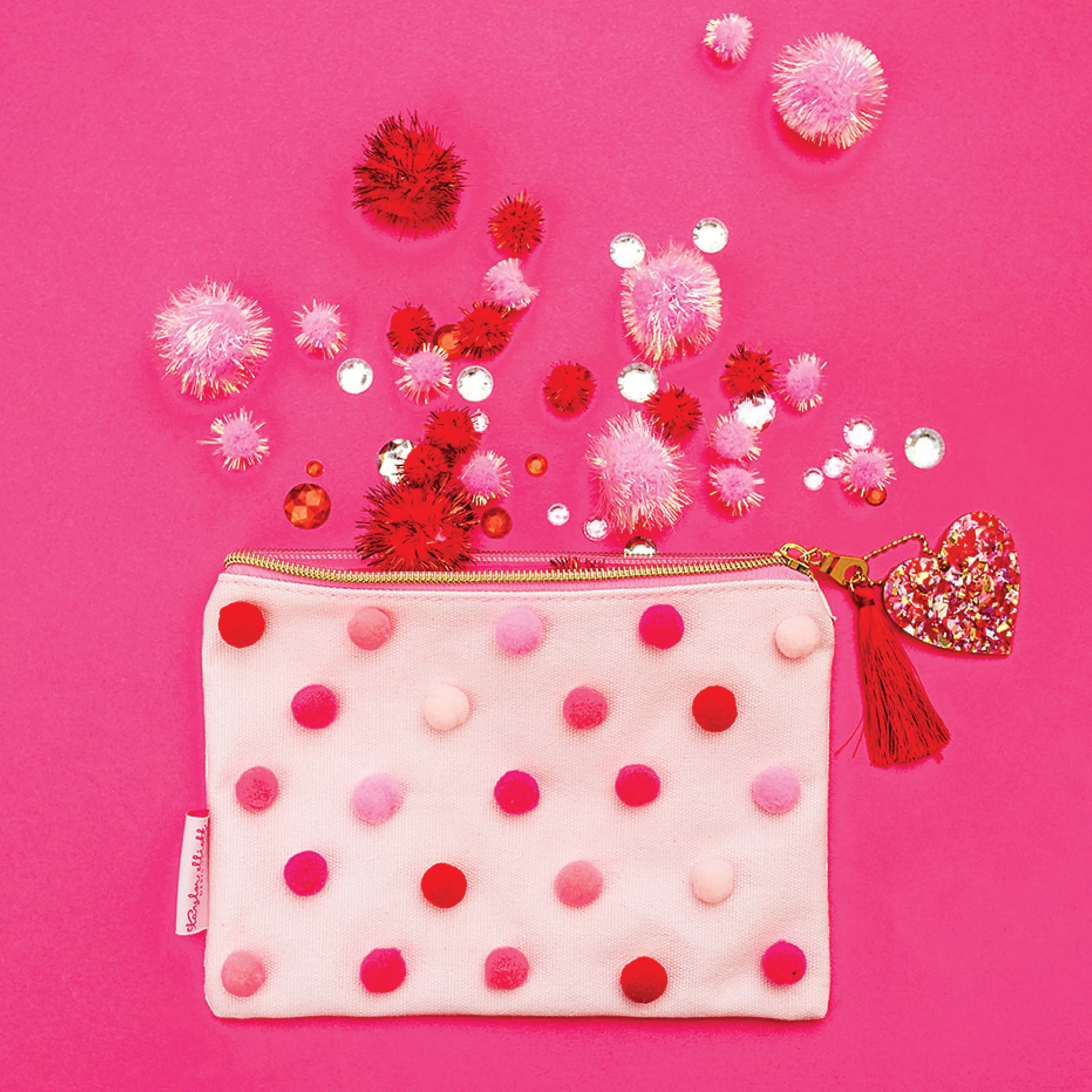 Pink/Red Pom Pom Pouch