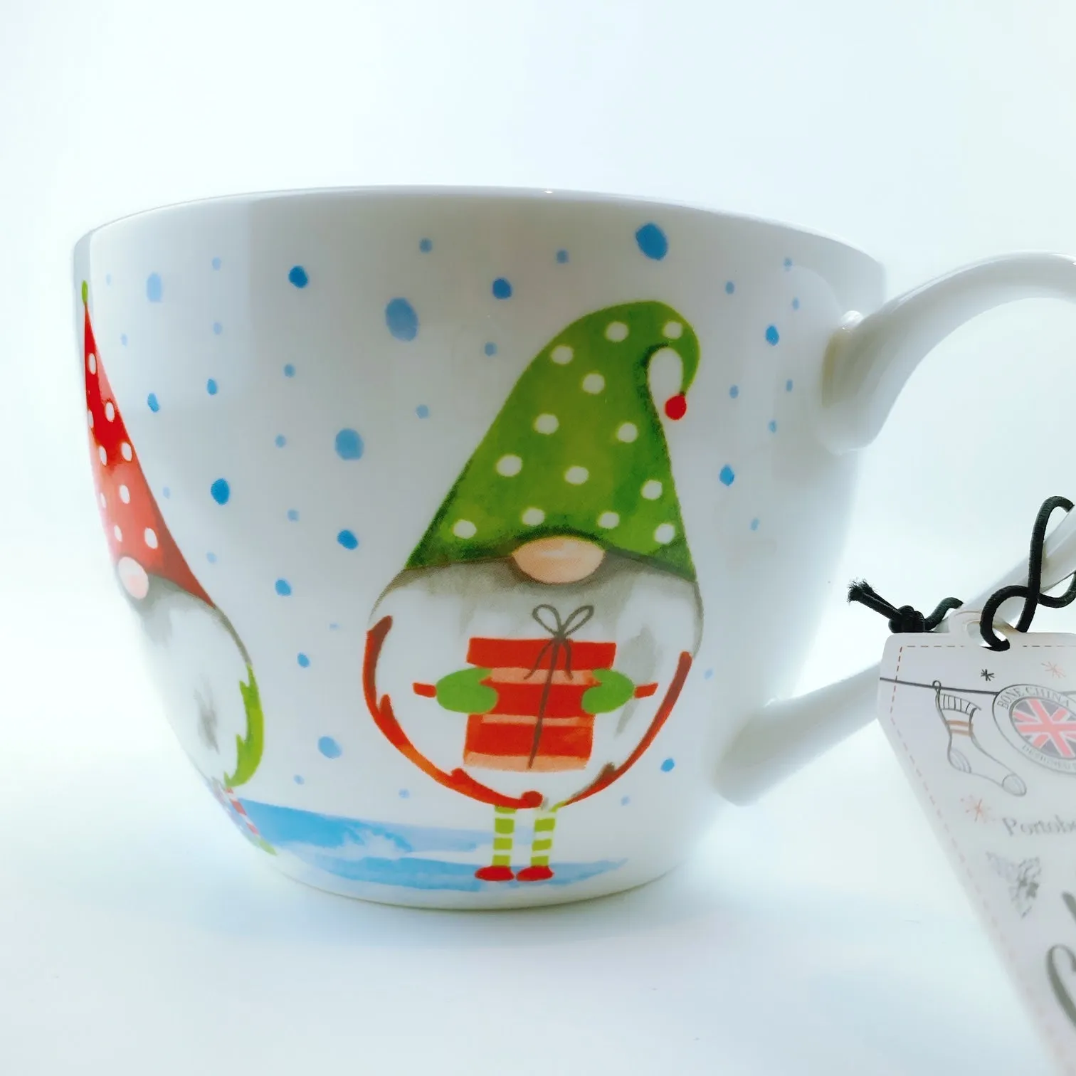 Portobello By Design 'Gnome For Holidays' Happy Gnome China XL Coffee Mug Tea Cup 20 oz