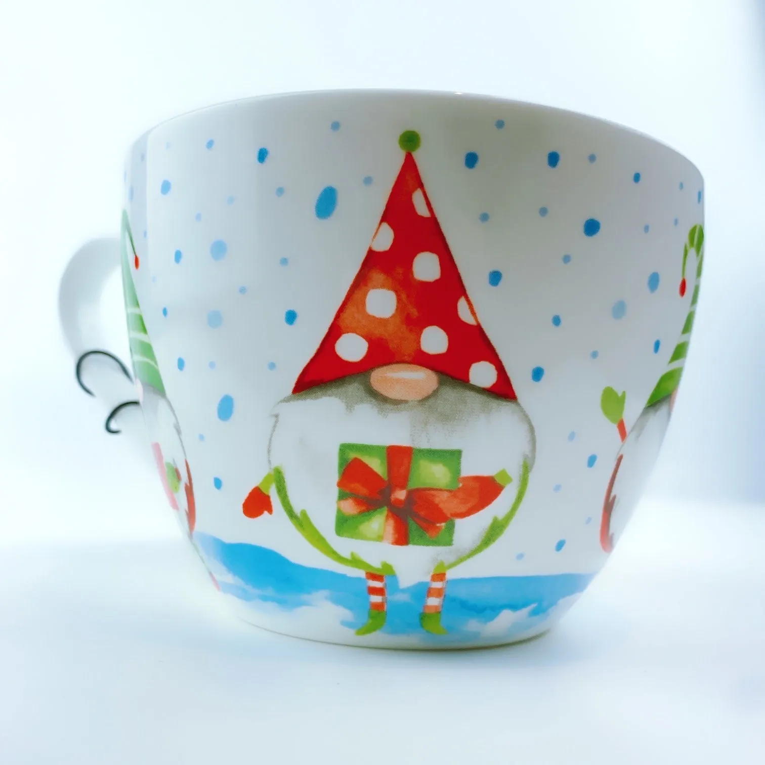 Portobello By Design 'Gnome For Holidays' Happy Gnome China XL Coffee Mug Tea Cup 20 oz