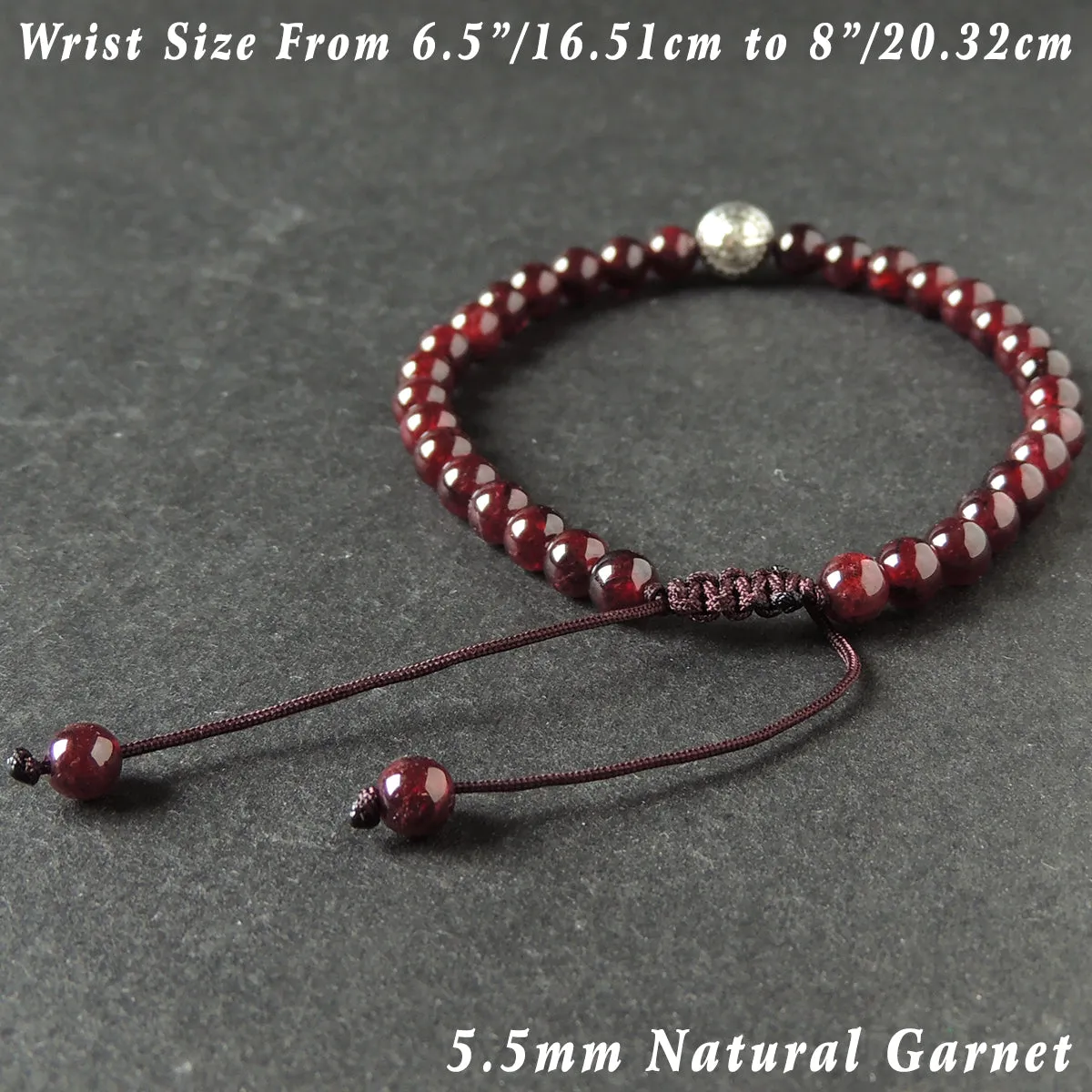 Protection Red Garnet Bracelet Braided with Tibetan Silver PingAn Bead for Men & Women Handmade Protection Positivity Jewelry for Base Chakra