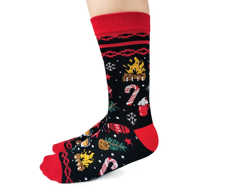 "MERRY AND BRIGHT" Cotton Crew Socks by Uptown Sox