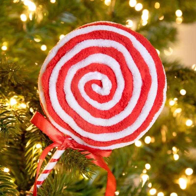 Red & White Chenille Lolly Decoration - 39cm