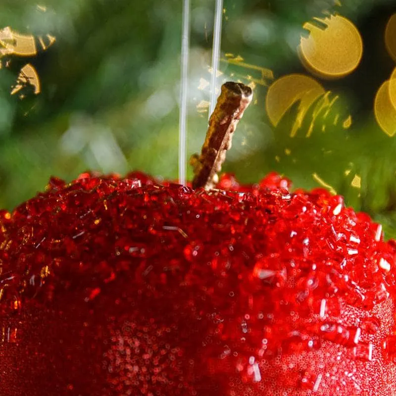 Red Glitter Apple Christmas Tree Decoration - 13cm