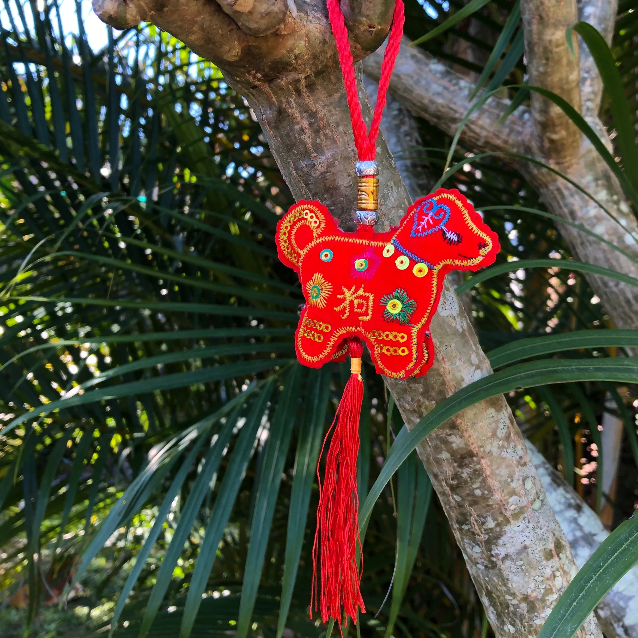 Red Velvet Dog - Chinese Hanging Decoration