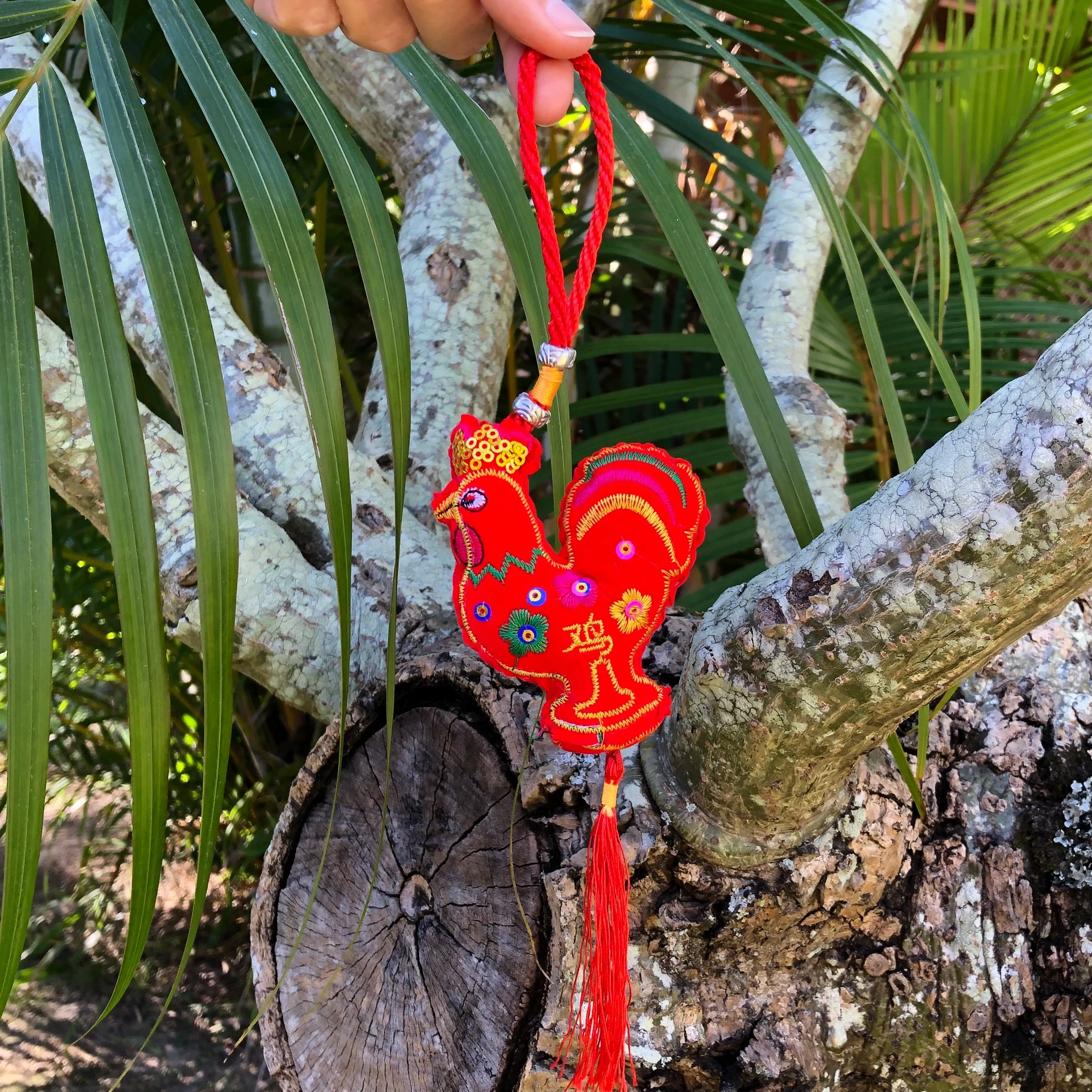 Red Velvet Rooster - Chinese Hanging Decoration