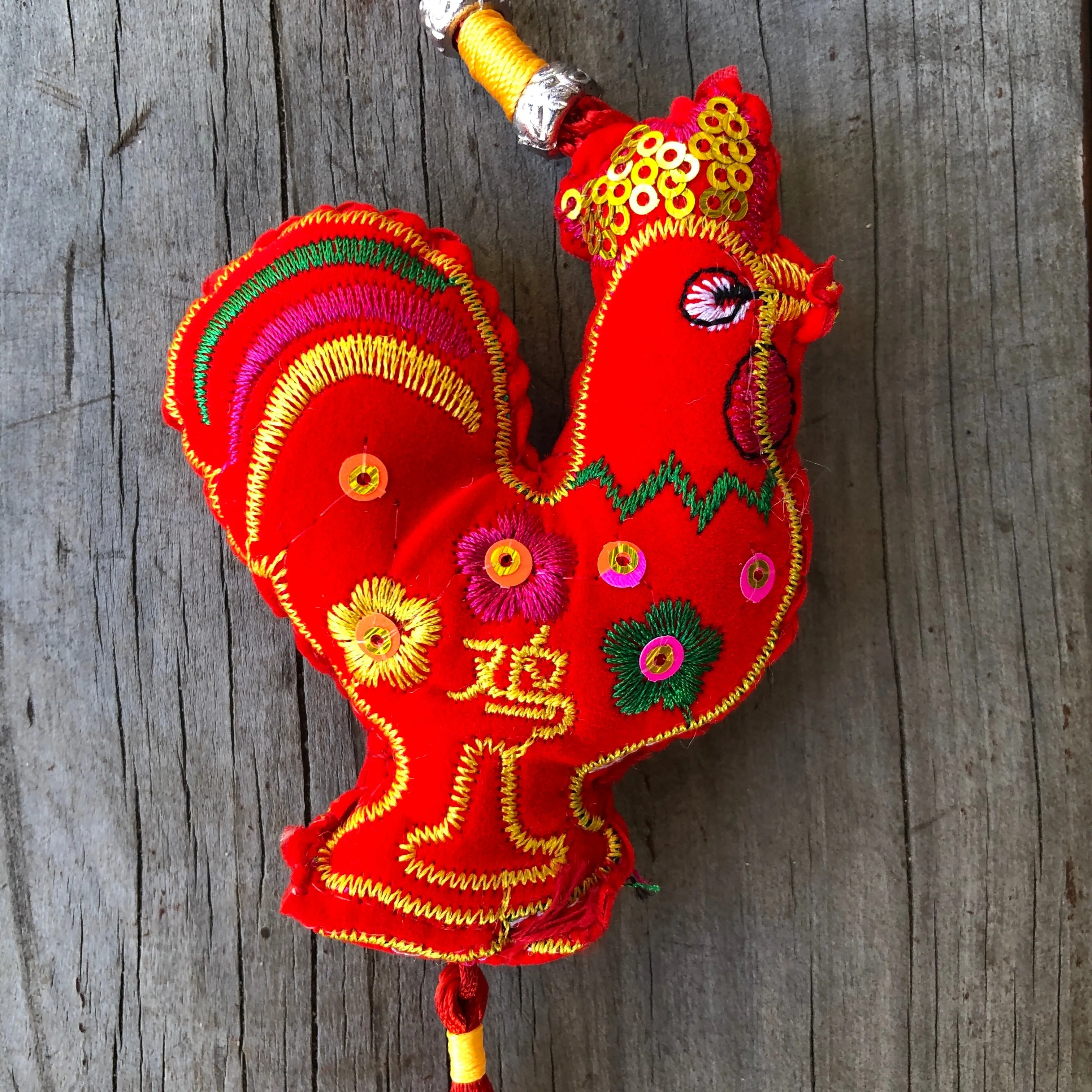 Red Velvet Rooster - Chinese Hanging Decoration