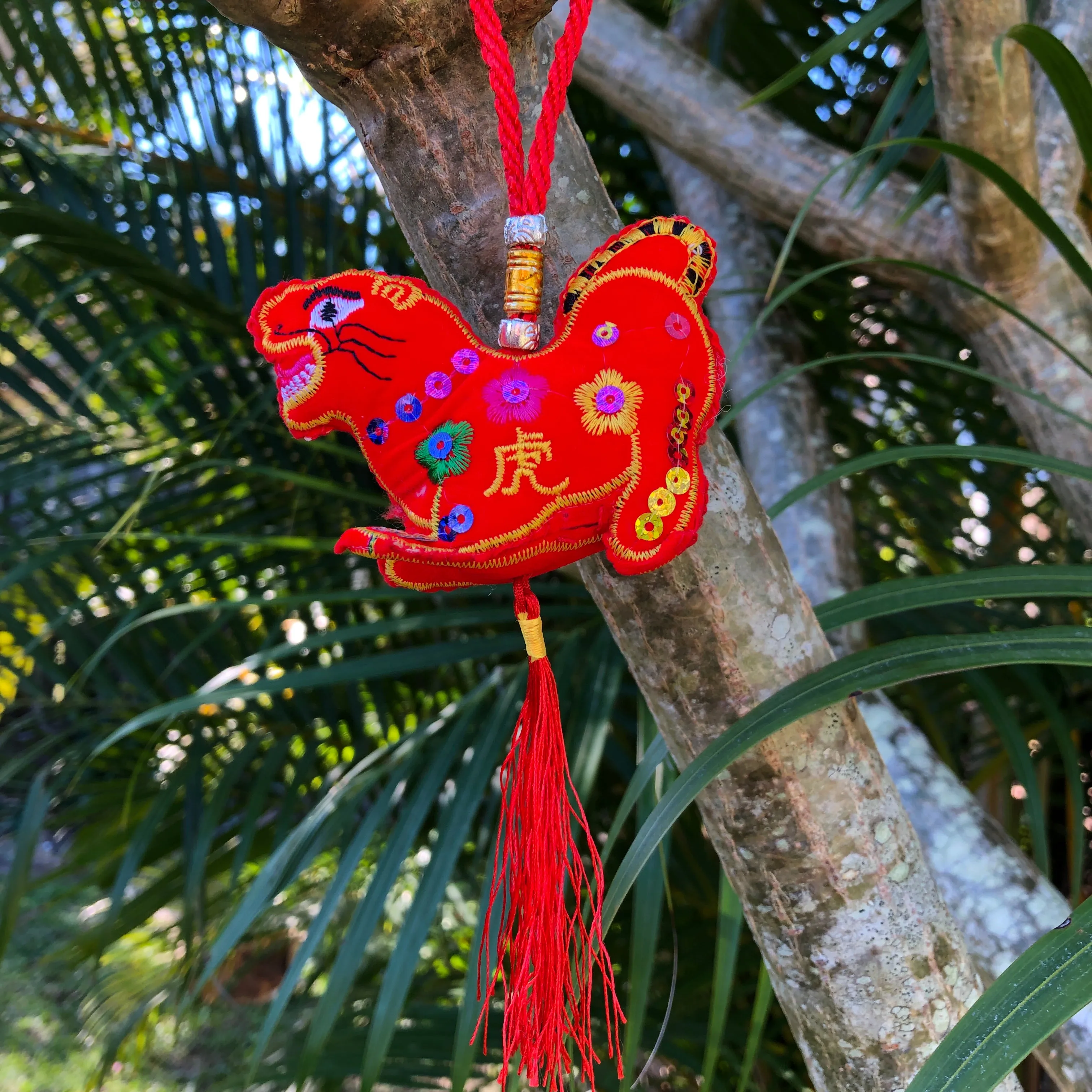 Red Velvet Tiger - Chinese Hanging Decoration