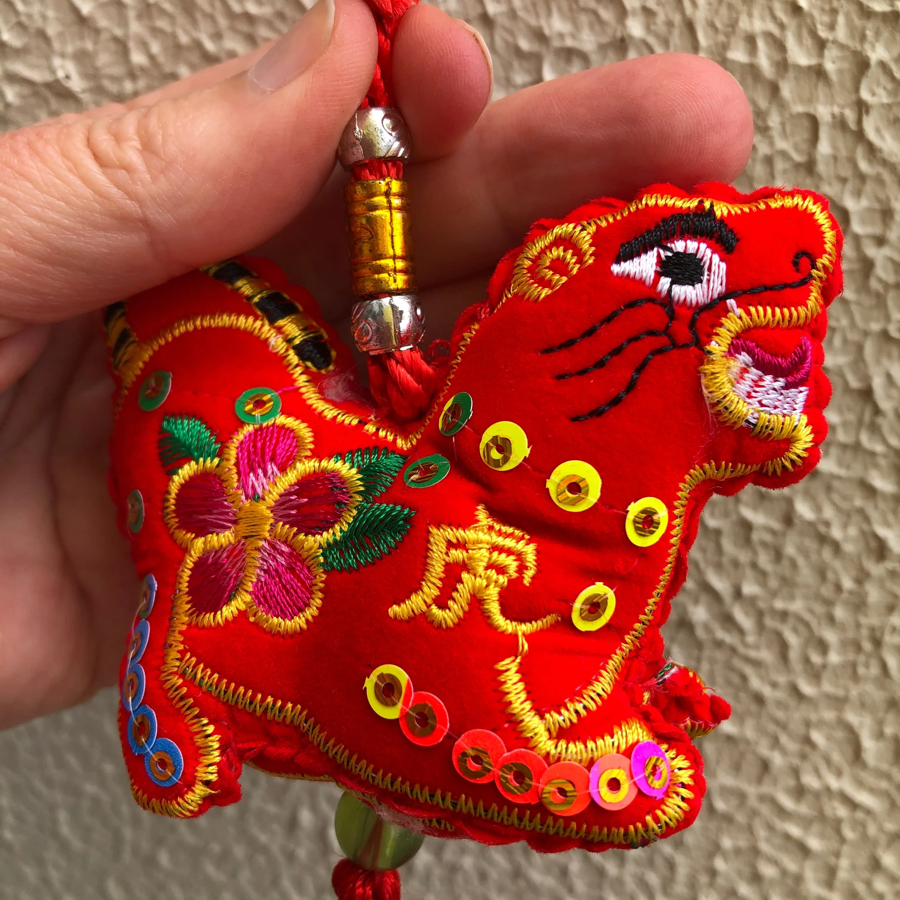 Red Velvet Tiger - Chinese Hanging Decoration