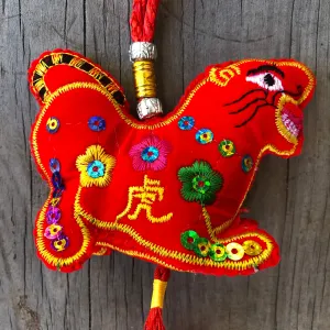 Red Velvet Tiger - Chinese Hanging Decoration